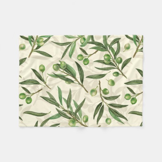 Olivenzweige Aquarell Fleecedecke (Vorderseite (Horizontal))