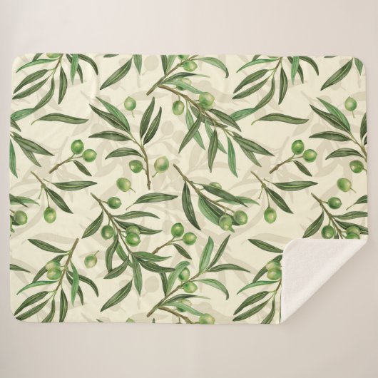 Olivenzweige Aquarell Sherpadecke (Vorderseite (Horizontal))
