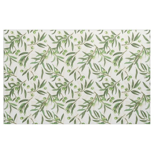 Olivenzweige Aquarell Stoff (Fat Quarter (45,7 x 55,9 cm))