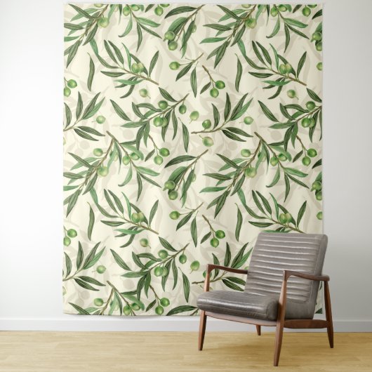 Olivenzweige Aquarell Wandteppich (Beispiel)