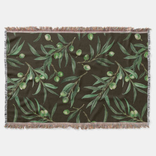 Olivenzweige Aquarellfarben auf schwarz Decke