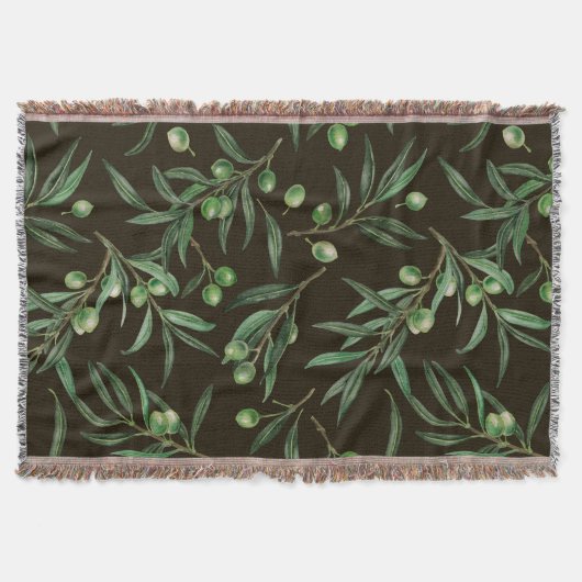 Olivenzweige Aquarellfarben auf schwarz Decke (Vorderseite)