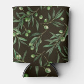 Olivenzweige Aquarellfarben auf schwarz Dosenkühler (Vorderseite)