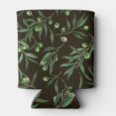 Olivenzweige Aquarellfarben auf schwarz Dosenkühler (Rückseite)