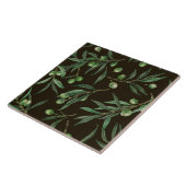 Olivenzweige Aquarellfarben auf schwarz Fliese (Seite)