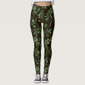 Olivenzweige Aquarellfarben auf schwarz Leggings (Vorderseite)