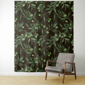 Olivenzweige Aquarellfarben auf schwarz Wandteppich (Beispiel)