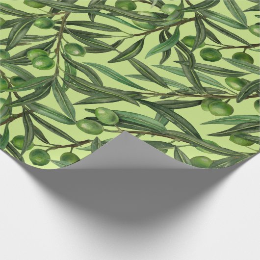Olivenzweige auf Honigtau Geschenkpapier (Ecke)