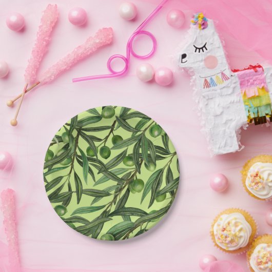 Olivenzweige auf Honigtau Pappteller (Party)