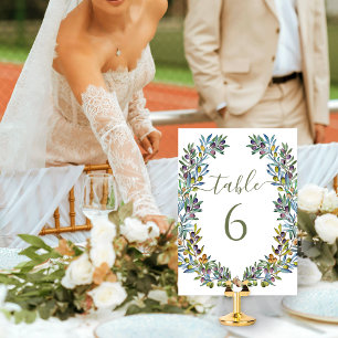 Olivenzweige bohenhafte Hochzeitsfeiern Tischnumme Einladung