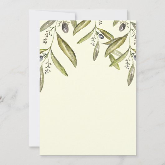 Olivenzweige Brautparty Einladung (Rückseite)