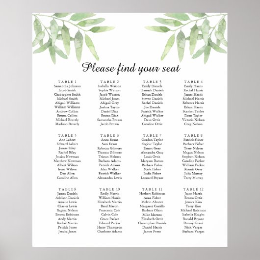 Olivenzweige. Hochzeitskartentabelle Poster (Vorne)