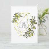 Olivenzweige Natur Grüne Botanische Hochzeit Save The Date (Stehend Vorderseite)