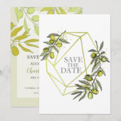 Olivenzweige Natur Grüne Botanische Hochzeit Save The Date (Vorne/Hinten)