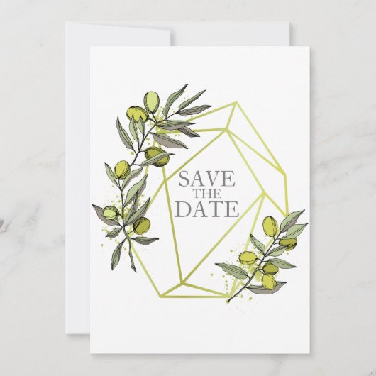 Olivenzweige Natur Grüne Botanische Hochzeit Save The Date (Vorderseite)