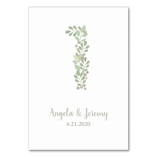 Olivenzweige Nummer 1 Tischnummer (Rückseite)