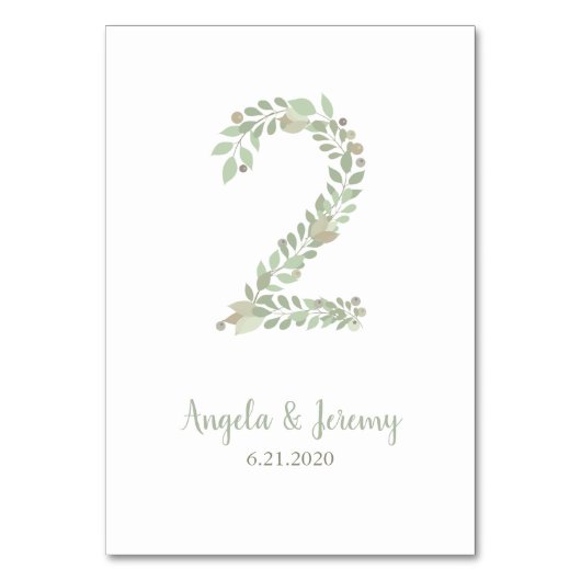 Olivenzweige Nummer 2 Tischnummer (Rückseite)