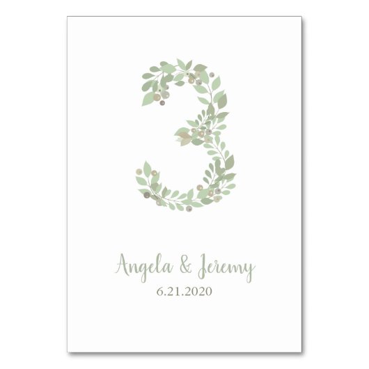 Olivenzweige Nummer 3 Tischnummer (Vorderseite)