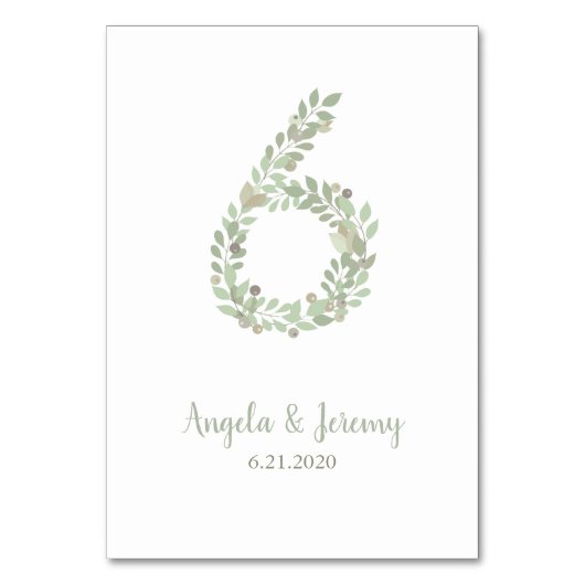 Olivenzweige Nummer 6 Tischnummer (Rückseite)