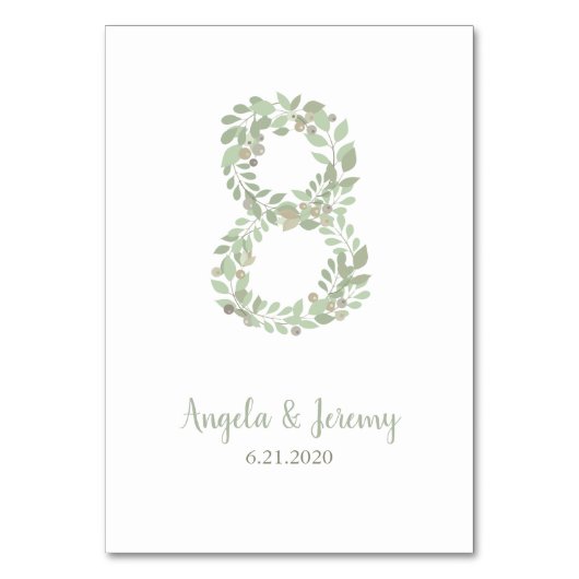 Olivenzweige Nummer 8 Tischnummer (Vorderseite)