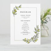 Olivenzweige rahmen doppelseitige Hochzeit Programm (Stehend Vorderseite)