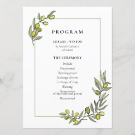 Olivenzweige rahmen doppelseitige Hochzeit Programm