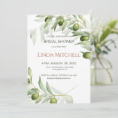 Olivenzweige Wasserfarben Rustikales Brautparty Einladung (Stehend Vorderseite)