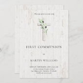 Olivenzweigholz Kreuz Katholische Erste Kommune I Einladung (Vorne/Hinten)