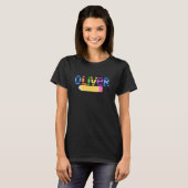 Oliver Back to School Name Monogram Teacher Kinder T-Shirt (Vorne ganz)