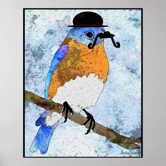 Oliver Bluebird mit Schnurrbart, Bowler Poster (Vorne)