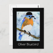 Oliver Bluebird mit Schnurrbart, Bowler-Postkarten Postkarte (Vorne/Hinten)