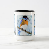 Oliver Bluebird mit Schnurrbart, Bowler-Tasse Zweifarbige Tasse (Mittel)