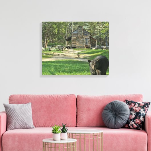 Oliver Cabin Bear Canvas Print Leinwanddruck (Insitu (Wohnzimmer))