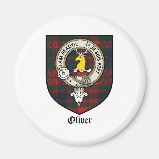 Oliver Clan Wappen Abzeichen Tartan Magnet (Vorne)