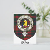 Oliver Clan Wappen Abzeichen Tartan Postkarte (Stehend Vorderseite)