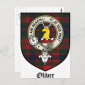 Oliver Clan Wappen Abzeichen Tartan Postkarte (Vorne/Hinten)