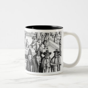 Oliver Cromwell, der das Parlament auflöst Zweifarbige Tasse