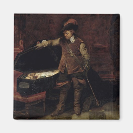 Oliver Cromwell eröffnet den Sarg des Charles Magnet (Vorne)
