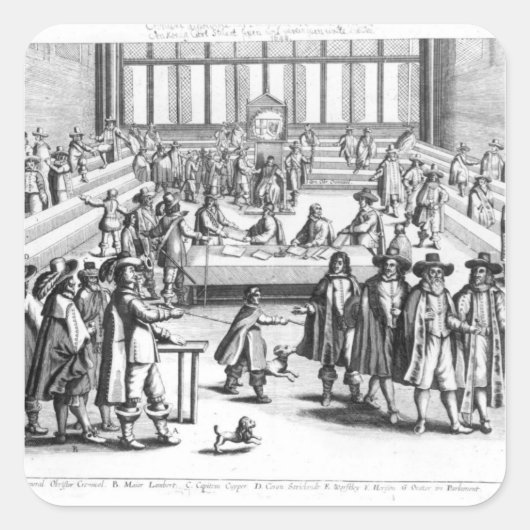 Oliver Cromwell löst das Parlament Quadratischer Aufkleber (Vorderseite)