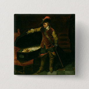 Oliver Cromwell mit dem Sarg von Charles I Button