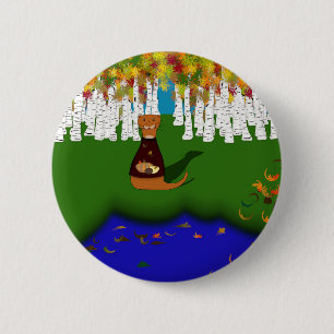 Oliver der Otter am River Wolf Lake im Herbst Button