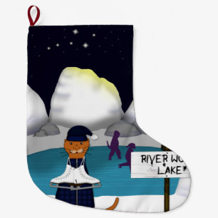 Oliver der Otter fährt auf dem Fluss Schlittschuh Großer Weihnachtsstrumpf