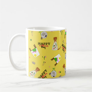 Oliver der Otter Muttertagsmuster auf gelb Kaffeetasse