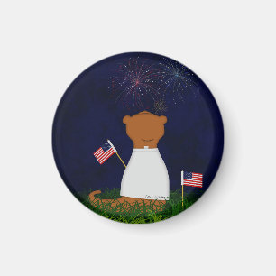 Oliver der Otter schaut Feuerwerk Magnet