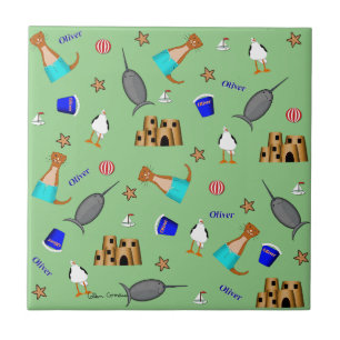 Oliver der Otter Sommer Strandurlaub Muster Fliese