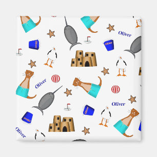 Oliver der Otter Sommer Strandurlaub Muster Magnet