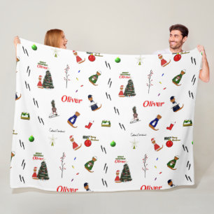 Oliver Der Otter Weihnachten Zufallsmuster Fleecedecke