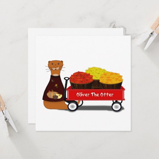 Oliver der Otter wird Herbstfertig Karte (Vorderseite/Rückseite Beispiel)