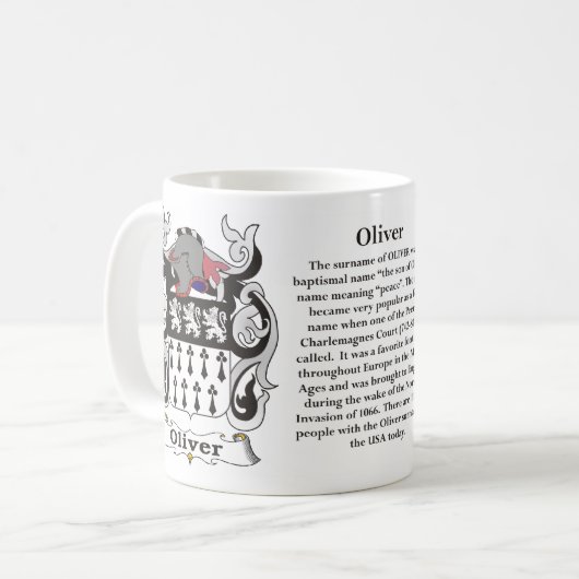 Oliver-Familien-Wappen Tasse (Vorderseite Links)
