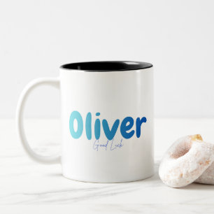 Oliver Name Geschenk - Viel Glück - Personalisiert Zweifarbige Tasse